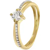 Trendor 28030 Damenring 925 Silber Vergoldet Zirkonia-Ring