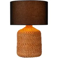 Lucide Tischlampe Arrah Ø 35 cm – Seegras mit schwarzer Kappe