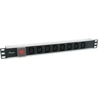 Equip 8-Fach C13 Steckdosenleiste, Ein-/Ausschalter, Standard, 1U, Horizontal, Aluminium, Schwarz, 8 AC-Ausgänge