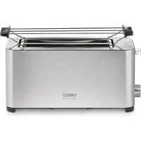 Caso Classico T4 1926 Langschlitz-Toaster, Edelstahlgehäuse, Stoppfunktion, Auftaufunktion, Brötchenrost