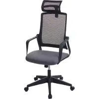 Mendler Bürostuhl MCW-J52, Drehstuhl Schreibtischstuhl, ergonomisch Kopfstütze, Kunstleder grau