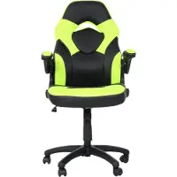 Mendler Bürostuhl MCW-K13, Drehstuhl Gamingstuhl, ergonomisch, verstellbare Armlehne, Kunstleder schwarz-grün