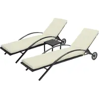 Mendler 2er-Set Sonnenliege MCW-E27, Relaxliege Gartenliege, Poly-Rattan schwarz, Kissen creme-beige