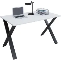 VCM Schreibtisch, 160 x 80 cm, Computertisch mit Metallgestell, Bürotisch für Homeoffice und Arbeitszimmer - Lona X