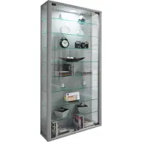 VCM Wandregal "Wandvitrine Hängevitrine Glasvitrine Vitrosa Maxi", silber, B:59cm T:18cm, Regale, Wandregal