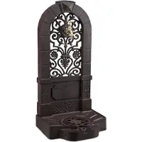 Relaxdays Standbrunnen, Antik-Stil, Nostalgie, Garten, Terrasse, Wasserhahn, Becken, stehend, HBT 74 x 36 x 30 cm, braun