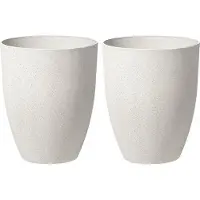 Beliani Blumenkübel 2er Set cremeweiss rund 43 x 43 x 52 cm CROTON