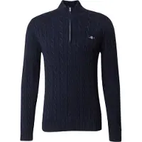 Gant für Herren. 8050603 Marineblauer Pullover mit halbem Reißverschluss (L), Lässig, Baumwolle