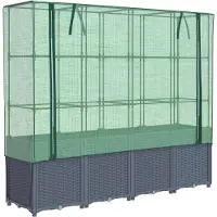vidaXL Hochbeet mit Gewächshausabdeckung Rattanoptik 160x40x153 cm