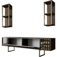 Skye Decor , Gold Line - Walnut, Black, TV-Schränke, Nussbaum, 180 x 48 x 30 cm
