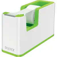 Leitz Klebefilmabroller WOW, ergonomisch, für Klebebandrollen mit B 19 mm x L 33 m, inkl. Klebeband, recycelbarer ABS-Kunststoff, weiß/grün