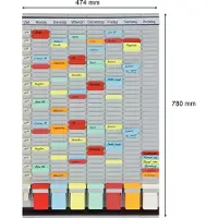 Franken T-Kartentafel 7-Tage Wochenplaner, 47,4 x 78 cm, 7 Träger + 1 Index, 35 Schlitze, PV-SET3