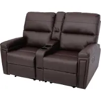 Mendler 2er Kinosessel MCW-K17, Relaxsessel Fernsehsessel Sofa, Nosagfederung Getränkehalter Fach Kunstleder braun