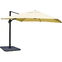 Mendler Ampelschirm MCW-A96, Gastronomie Sonnenschirm, 3x3m (Ø4,24m) Polyester/Alu 23kg creme mit Ständer