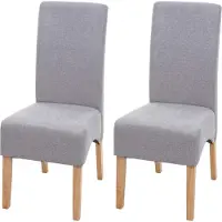 Mendler 2er-Set Esszimmerstuhl Crotone, Küchenstuhl Stuhl, Stoff/Textil MVG- hellgrau, helle Beine
