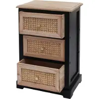 Mendler Kommode MCW-K87, Schubladenschrank Schrank, Holz Rattan 63x40x28cm schwarz, naturfarben