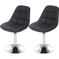 Mendler 2er-Set Esszimmerstuhl MCW-A60, Stuhl Drehstuhl, Chrom Kunstleder braun