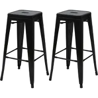 Mendler 2er-Set Barhocker MCW-A73, Barstuhl Tresenhocker, Metall Industriedesign stapelbar schwarz