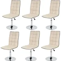 Mendler 6er-Set Esszimmerstuhl MCW-C41, Stuhl Küchenstuhl, höhenverstellbar drehbar, Kunstleder MVG- creme
