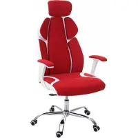 Mendler Bürostuhl MCW-F12, Schreibtischstuhl Drehstuhl Chefsessel, Sliding-Funktion Stoff/Textil + Kunstleder rot/weiß