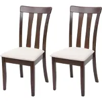 MCW 2er-Set Esszimmerstuhl MCW-G46, Küchenstuhl Stuhl, Stoff/Textil Massiv-Holz dunkles Gestell, beige