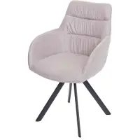 MCW Esszimmerstuhl MCW-J69, Küchenstuhl Stuhl mit Armlehne, drehbar Auto-Position, Samt creme-beige