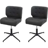 Mendler 2er-Set Esszimmerstuhl MCW-H42, Drehstuhl Küchenstuhl, höhenverstellbar drehbar Stoff/Textil dunkelgrau, Fuß schwarz