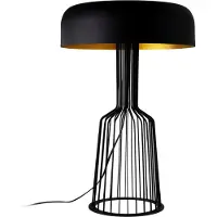 Opviq , Moderne Tischlampe (Schwarz & Gold), Ø 36 cm, Höhe 57 cm | Robuster Eisenkörper, E27 Fassung, Max 40 W, 200 cm Kabel | Stilvolles, industrielles Design für jedes Zuhause.