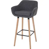Mendler Barhocker Vaasa T381, Barstuhl Tresenhocker MVG- Textil, grau
