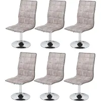 MCW 6er-Set Esszimmerstuhl MCW-C41, Stuhl Küchenstuhl, höhenverstellbar drehbar, Stoff/Textil MVG vintage kieselgrau