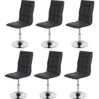 Mendler 6er-Set Esszimmerstuhl MCW-C41, Stuhl Küchenstuhl, höhenverstellbar drehbar, Kunstleder MVG- grau