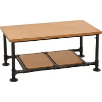 Mendler Couchtisch MCW-N27, Wohnzimmertisch Tisch Sofatisch Beistelltisch, Industrial Massiv-Holz Metall 48x100x50cm natur