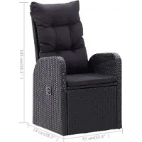 vidaXL Garten-Liegestühle 2 Stk. mit Auflagen Poly Rattan Schwarz