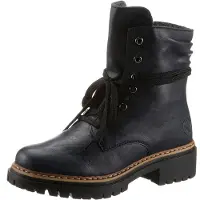 Rieker Schnürboots , Damen, Gr. 38, wärmend, blau (nachtblau), Lederimitat, Schuhe Schnürboots, Stiefelette, Profilsohle, Blockabsatz, mit lässiger Schnürung