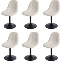 Mendler 6er-Set Esszimmerstuhl MCW-A60, Küchenstuhl Stuhl Drehstuhl, Stahl MVG Stoff/Textil Bouclé (450g/m²) beige