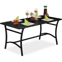 Relaxdays Gartentisch rechteckig, Garten, Terrasse & Balkon, robust & stabil, Metalltisch, HBT: 55,5x120x60 cm, schwarz