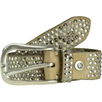 B.belt Gürtel - 35mm Leder- Nietg?rtel Q. 6483 - Gr. 90 - in Braun - für Damen