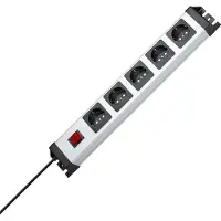 Heinrich Kopp Steckdosenleiste POWERversal, 5-fach, Schalter, silber/schwarz