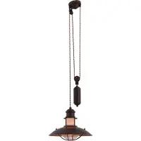 Näve Pendelleuchten - Gegenzug-Pendelleuchte "COTTAGE", Hängelampe im Industrial Style, aus Metall und Kunststoff in braun, 150 cm hoch, Ø 35 cm, E27-Fassung
