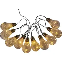 Näve 10er Solarlichterkette "GLÜHBIRNE" L: 300cm - 300 cm lang, im Retro Style, aus Kunststoff, klar-transparent, 50 LED – für den Außenbereich – Schiebeschalter