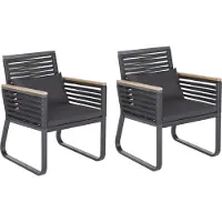 Beliani Gartenstuhl 2er Set Schwarz Aluminium mit Armlehnen Auflagen Flechtseil Terrasse Balkon Outdoor Möbel