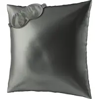 Ailoria Dekokissen "Seidenkissenbezug + Maske BEAUTY SLEEP SET (80x80)", grau (shadow), 1 Stk., Obermaterial: 100% Seide silk., Bettwäsche, Dekokissen