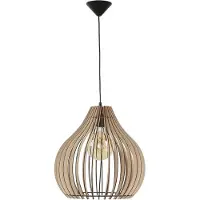 Licht-Erlebnisse Hängelampe Holz Ø 43 cm offener Schirm E27 Pendelleuchte Esstisch Esszimmer Küche