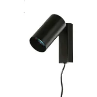 Licht-Erlebnisse Kleine Spot Lampe mit Schalter Kabel Schwarz GU10 elegant vielseitig MONO Wandleuchte Leselampe Bett
