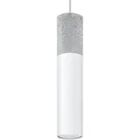Licht-Erlebnisse Pendelleuchte rund Grau Weiß Beton Metall Ø8cm GU10 Modern JUNIA Wohnzimmer Esstisch Hängelampe