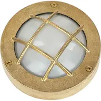 Licht-Erlebnisse Außenleuchte Wand IP64 G9 Ø 14 cm Glas Messing massiv Maritim Haus Terrasse Außenwandlampe
