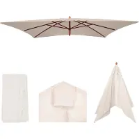 Mendler Ersatz-Bezug für Holz-Sonnenschirm Lissabon 2x3m, Sonnenschirmbezug Gartenschirmbezug creme