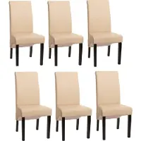 MCW 6er-Set Esszimmerstuhl Cesena Leder, creme, dunkle Füße