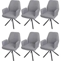 Mendler 6er-Set Esszimmerstuhl MCW-H71, Küchenstuhl Lehnstuhl Stuhl, drehbar Auto-Position Stoff/Textil Stahl hellgrau