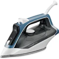 Rowenta EFFECTIVE 2, Trocken- & Dampfbügeleisen, Edelstahl-Bügelsohle, Schwarz, Blau, Weiß, Seite, Spitze, 122 mm, 286 mm